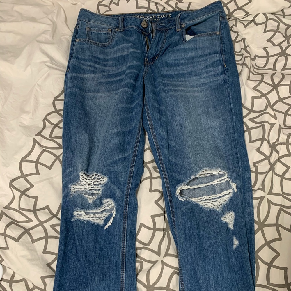 Distressed “mom” jeans